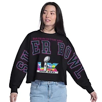 Women's G-III 4Her by Carl Banks  Black Super Bowl LX Bleachers French Terry Cropped Sweatshirt