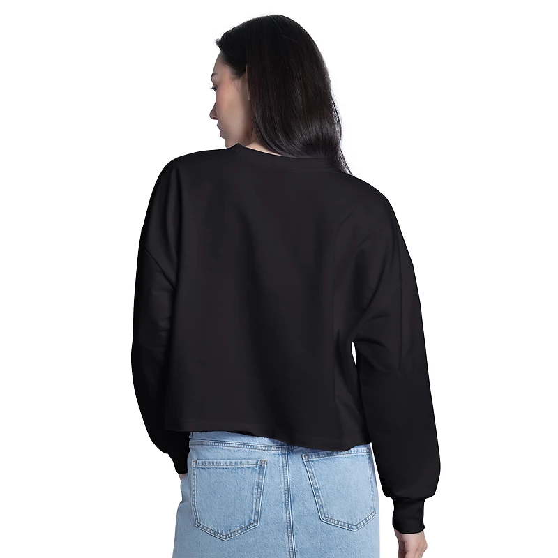 Women's G-III 4Her by Carl Banks  Black Super Bowl LX Bleachers French Terry Cropped Sweatshirt