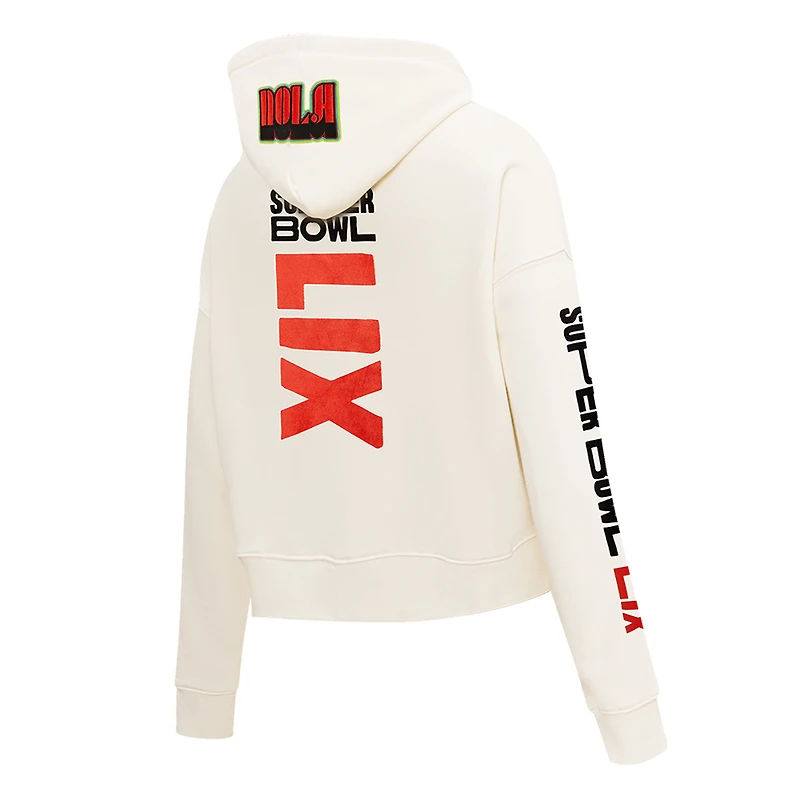 Women's Pro Standard Cream NFL Super Bowl LIX Cropped Hoodie