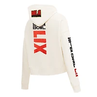 Women's Pro Standard Cream NFL Super Bowl LIX Cropped Hoodie