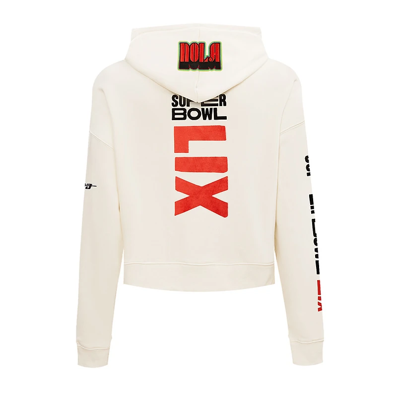 Women's Pro Standard Cream NFL Super Bowl LIX Cropped Hoodie