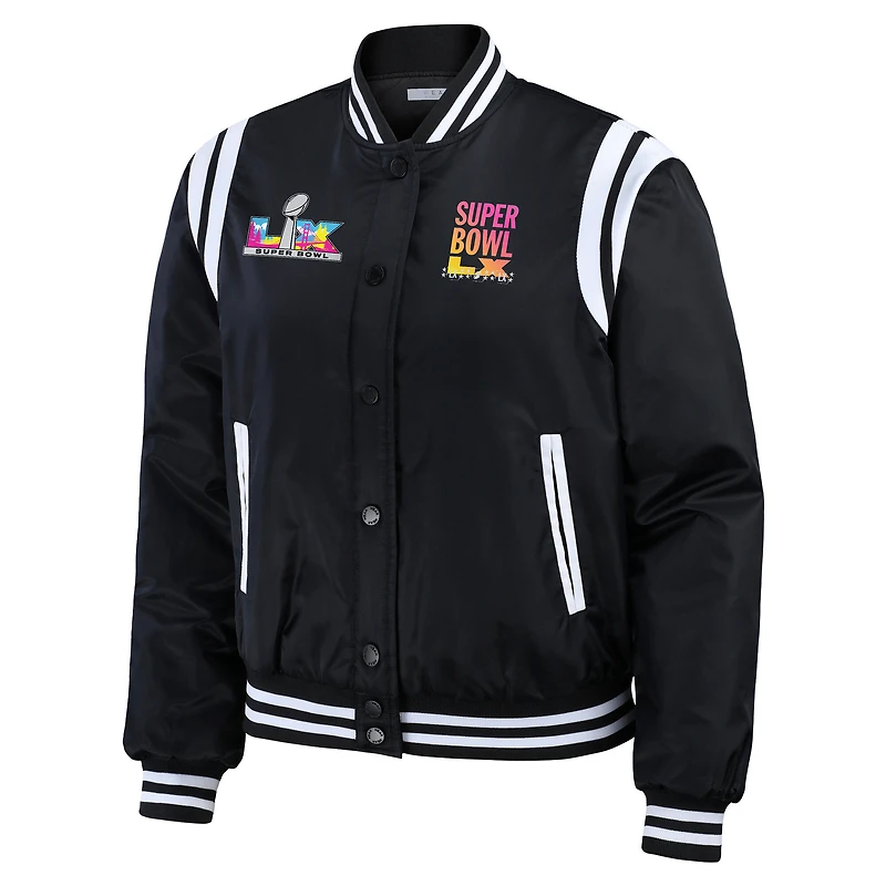 Women's WEAR by Erin Andrews  Black Super Bowl LX Full-Snap Bomber Jacket
