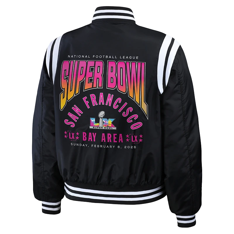 Women's WEAR by Erin Andrews  Black Super Bowl LX Full-Snap Bomber Jacket