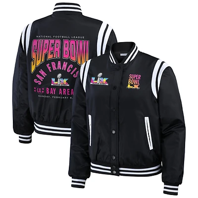Women's WEAR by Erin Andrews  Black Super Bowl LX Full-Snap Bomber Jacket