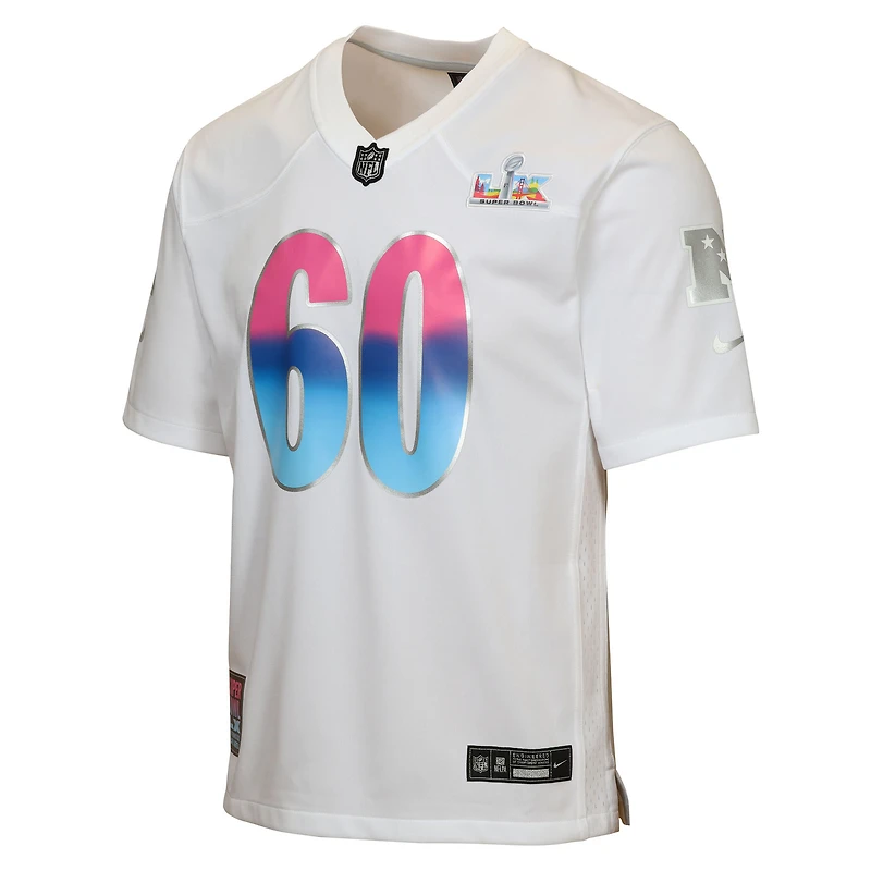 Maillot de match Nike Super Bowl LX blanc pour jeunes