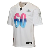 Maillot de match Nike Super Bowl LX blanc pour jeunes