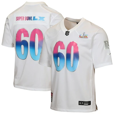 Maillot de match Nike Super Bowl LX blanc pour jeunes