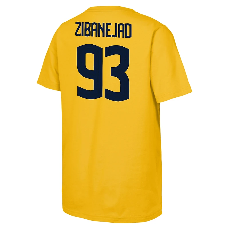 T-shirt de joueur hockey sur glace Mika Zibanejad Gold pour les jeunes Suède en 2025