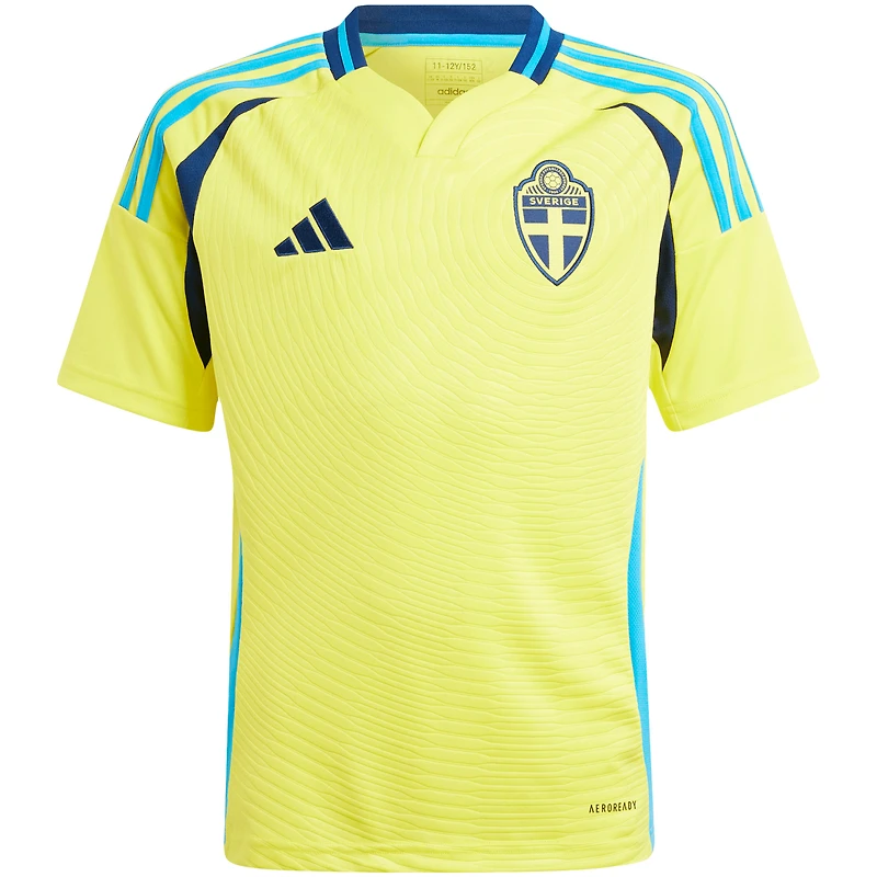 Maillot adidas jaune pour jeunes de l'équipe nationale Suède 2024, réplique à domicile