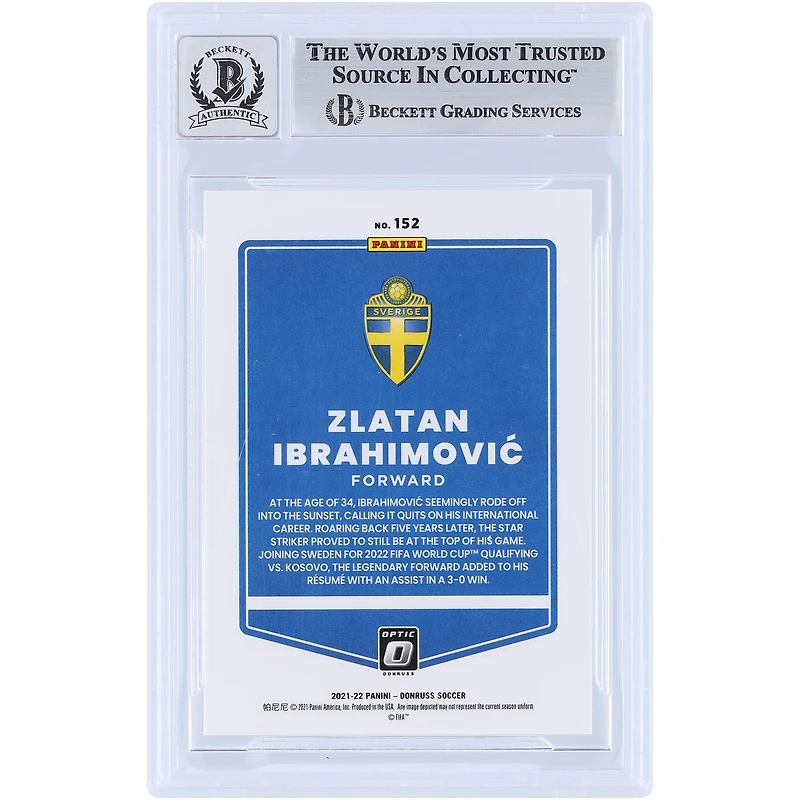 Zlatan Ibrahimovic Sweden National Team Autographed 2021-22 Panini Donruss Optic #152 Beckett Fanatics Witnessed Authenticated Auto 10 Card 