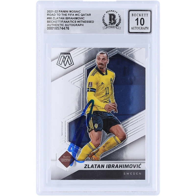 Zlatan Ibrahimovic Sweden National Team Autographed 2021-22 Panini Mosaic Road To The FIFA World Cup Qatar #90 Beckett Fanatics Witnessed Authenticated Auto 10 Card
