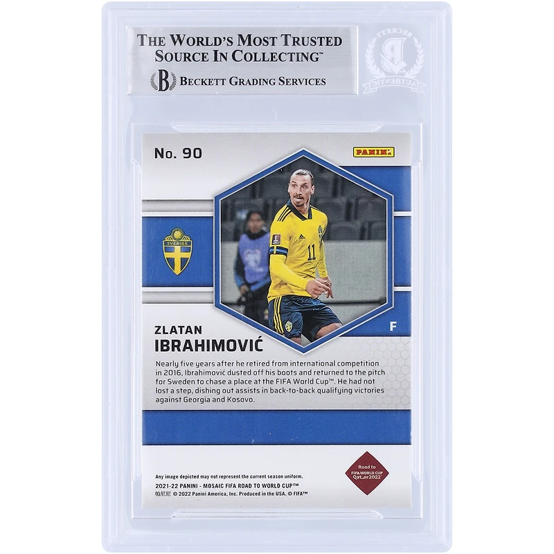 Zlatan Ibrahimovic Équipe nationale de Suède Autographié 2021-22 Panini Mosaic Route vers la Coupe du Monde de la FIFA Qatar #90 Beckett Fanatics Witnessed Authenticated Card