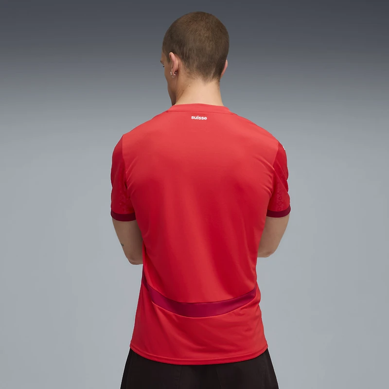Maillot Puma rouge pour homme, réplique domicile de l'équipe nationale suisse 2025