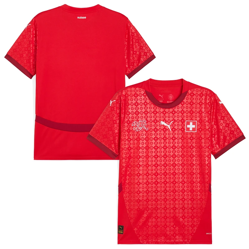 Maillot Puma rouge pour homme, réplique domicile de l'équipe nationale suisse 2025