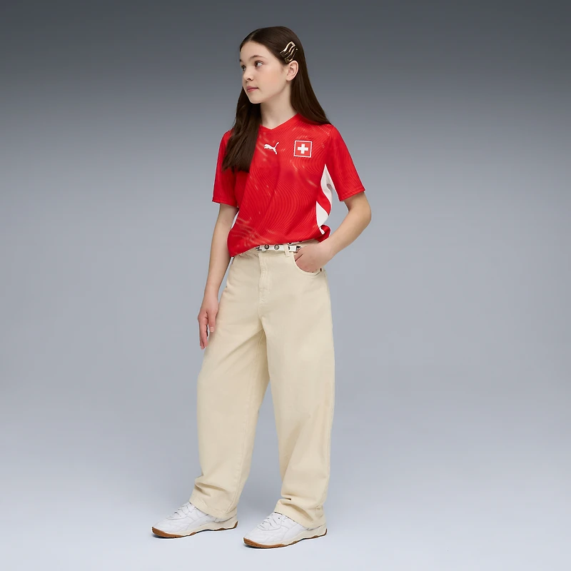 Maillot réplique domicile Puma rouge de l'équipe nationale suisse pour jeunes (2026)