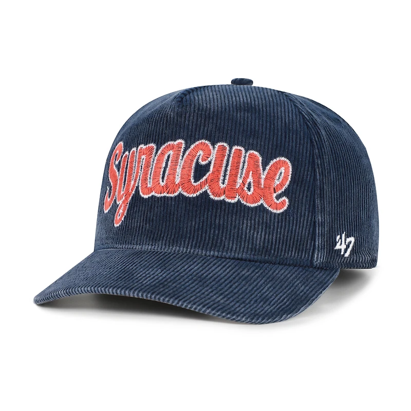 Chapeau ajustable en velours côtelé délavé bleu marine Syracuse Orange Reclaim pour homme, modèle 47, avec attelage réglable.