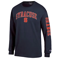 T-shirt à manches longues Champion bleu marine Syracuse orange avec logo Arch Over 2-Hit pour homme