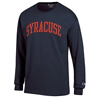 T-shirt à manches longues Champion pour homme, bleu marine, orange Syracuse, motif arches basiques
