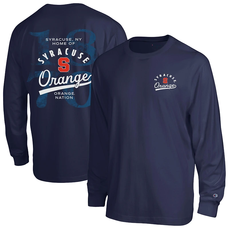 Men's Champion  Navy Syracuse Orange Laminated All-Star Long Sleeve T-Shirt