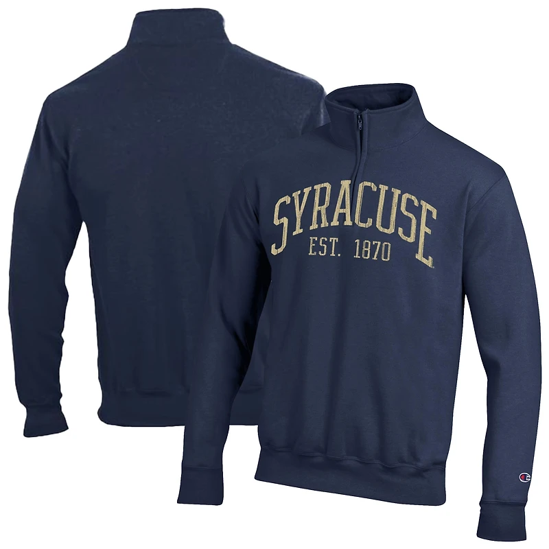 Men's Champion  Navy Syracuse Orange Powerblend Quarter-Zip Pullover