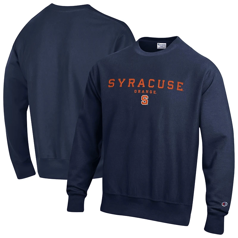 Sweat-shirt Champion pour homme, bleu marine, orange Syracuse, Relentless Reverse Weave