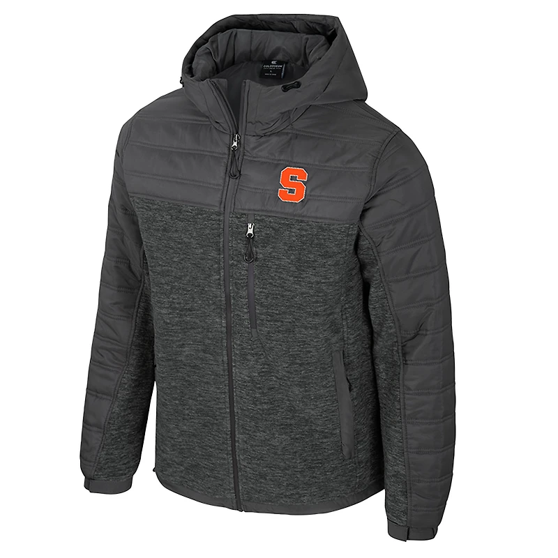 Men's Colosseum Charcoal Syracuse Orange Nightman Full-Zip Hoodie Puffer Jacket
