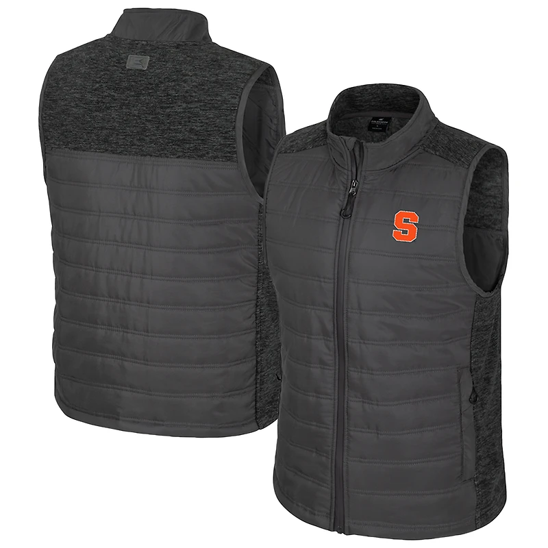 Men's Colosseum Charcoal Syracuse Orange Nightman Full-Zip Puffer Vest