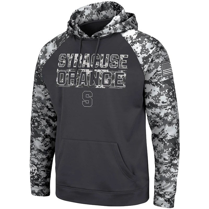 Men's Colosseum Charcoal Syracuse Orange OHT Military Appreciation Digital Camo Pullover Hoodie