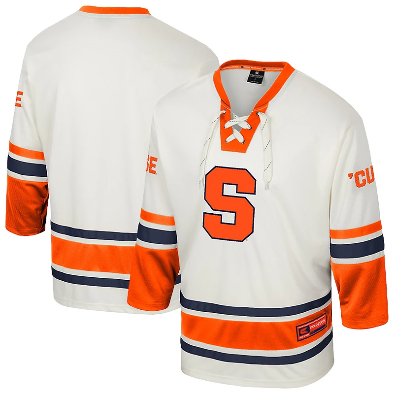 Men's Colosseum Cream Syracuse Orange Puck Proud Fashion Hockey Jersey