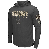 T-shirt à capuche manches longues pour homme Colosseum Heather Black Syracuse Orange OHT Military Appreciation