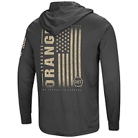 T-shirt à capuche manches longues pour homme Colosseum Heather Black Syracuse Orange OHT Military Appreciation
