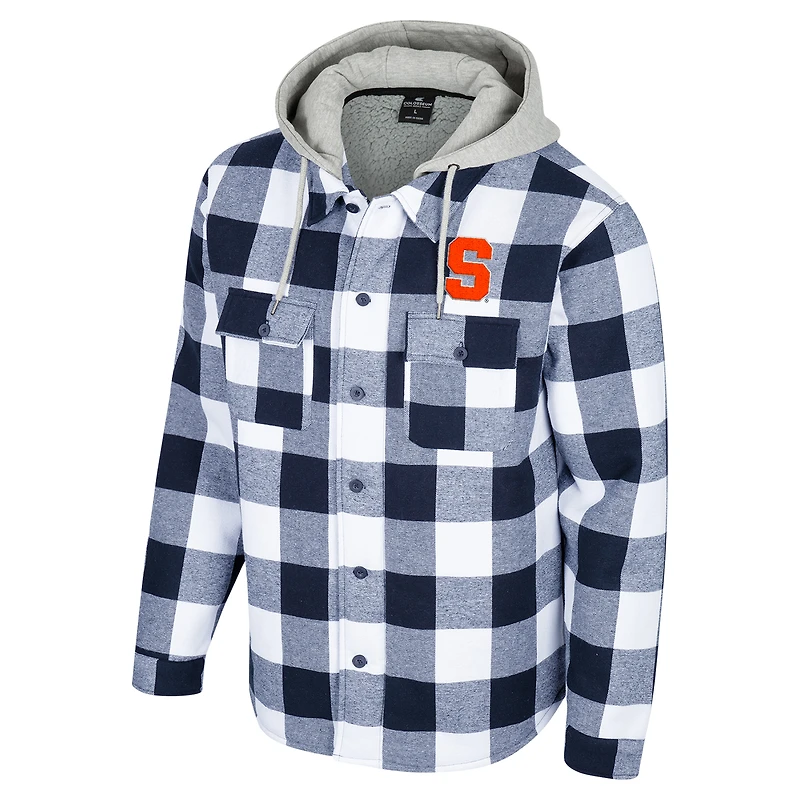 Veste zippée à carreaux de buffle orange Syracuse bleu marine/blanc Colosseum pour homme