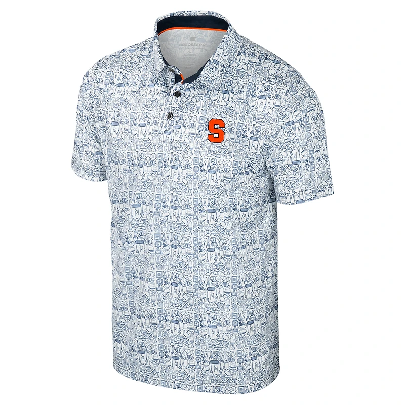 Men's Colosseum Navy Syracuse Orange It's Time! Allover Print Polo