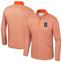Men's Colosseum Orange Syracuse Striped Quarter-Zip Top