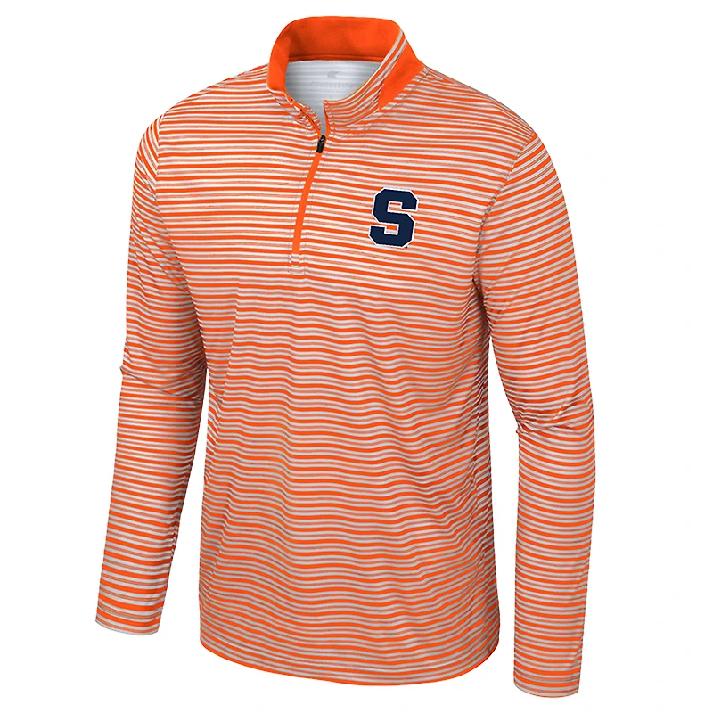 Men's Colosseum Orange Syracuse Striped Quarter-Zip Top