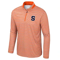 Men's Colosseum Orange Syracuse Striped Quarter-Zip Top