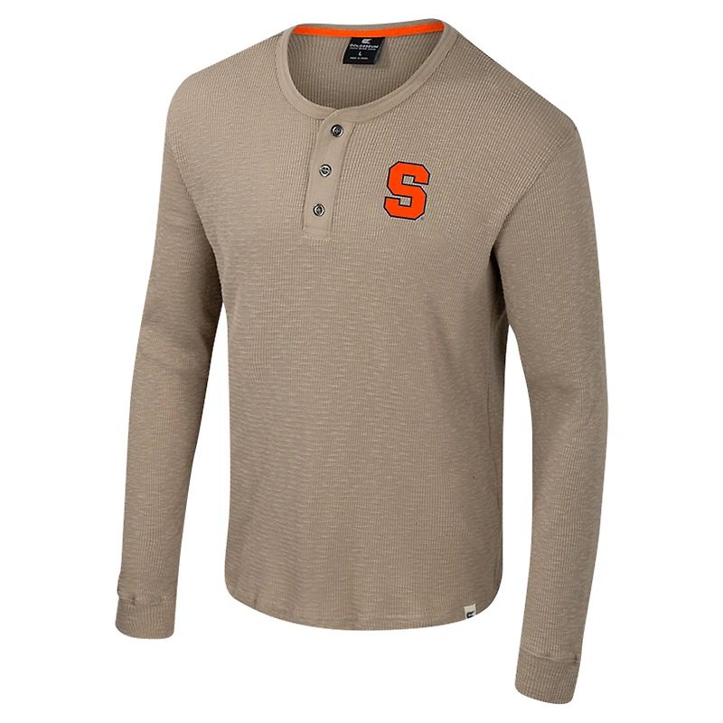 Men's Colosseum  Tan Syracuse Orange Great Outdoors Henley Long Sleeve Shirt