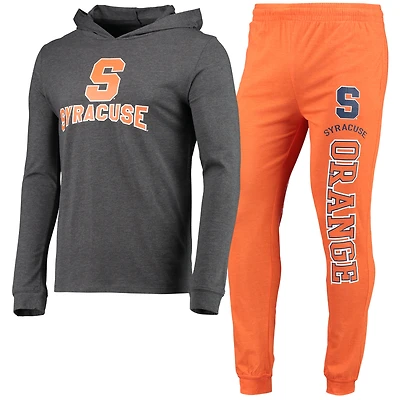Ensemble pyjama à capuche et jogging manches longues pour homme Concepts Sport Orange/Heather Charcoal Syracuse Orange Meter