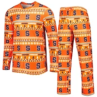 Men's Concepts Sport Orange Syracuse Swivel Long Sleeve Top & Pants Sleep Set