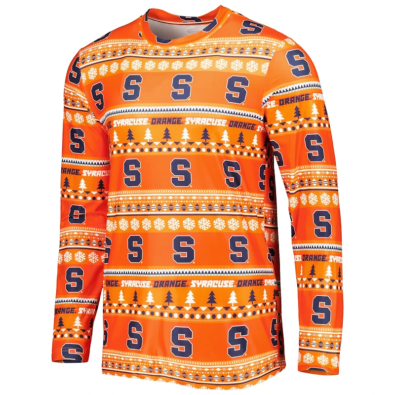Men's Concepts Sport Orange Syracuse Swivel Long Sleeve Top & Pants Sleep Set