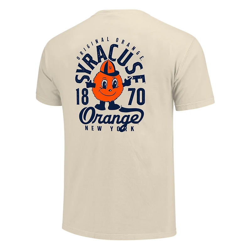 T-shirt à superposition de mascotte couleurs confortables orange Syracuse crème pour hommes