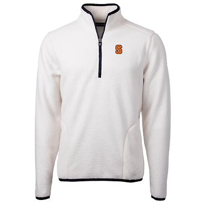 Men's Cutter & Buck Cream Syracuse Orange Team Logo Cascade Eco Sherpa Fleece Quarter-Zip Pullover Jacket