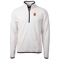 Men's Cutter & Buck Cream Syracuse Orange Team Logo Cascade Eco Sherpa Fleece Quarter-Zip Pullover Jacket