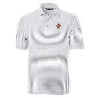 Men's Cutter & Buck  Gray Syracuse Orange Vault DryTec Virtue Eco Pique Stripe Recycled Polo