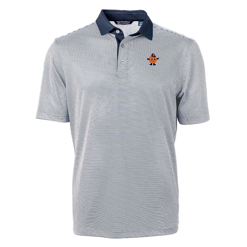 Polo recyclé à micro-rayures en piqué écologique DryTec Virtue pour homme, bleu marine/blanc, orange Syracuse, Cutter & Buck