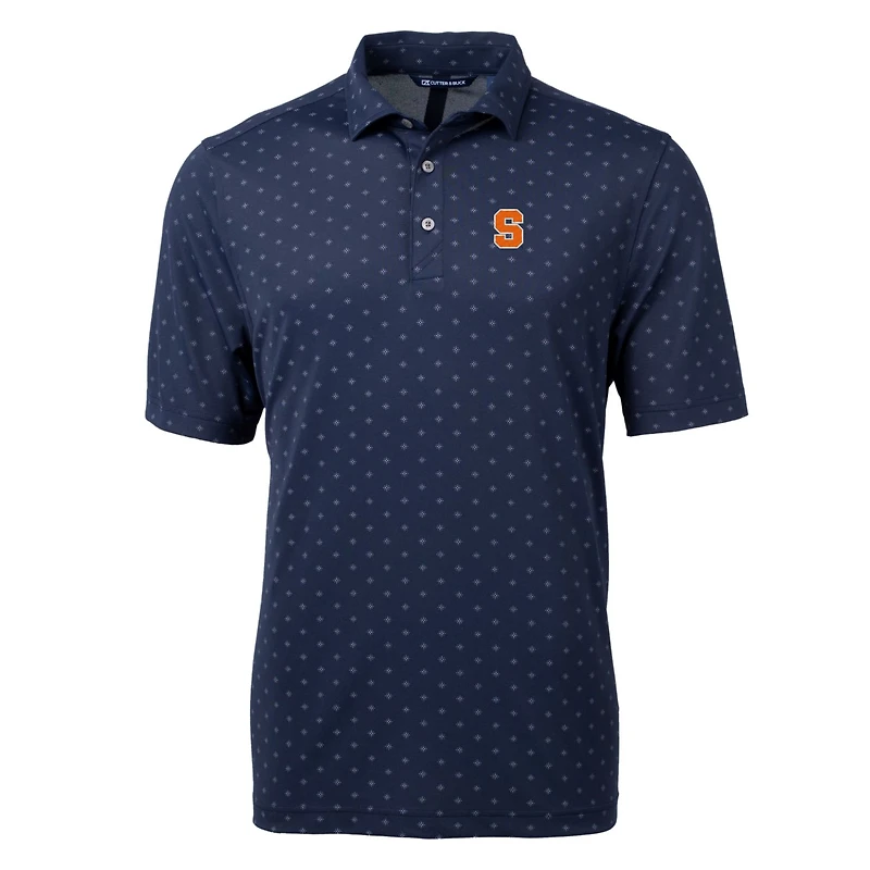 Polo Cutter & Buck pour homme, bleu marine, orange Syracuse, grandes tailles, en piqué écologique à motif carreaux recyclé Virtue.