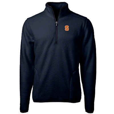 Veste polaire à fermeture éclair quart de tour pour homme, couleur bleu marine, orange Syracuse, logo l'équipe Cascade Eco Sherpa