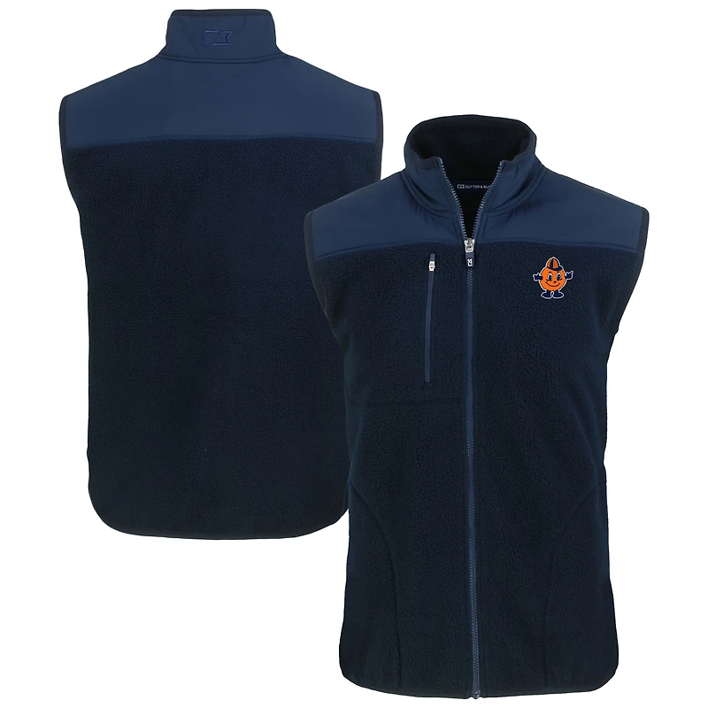 Gilet zippé en polaire Sherpa écologique pour homme, bleu marine, Syracuse Orange Vault Cascade