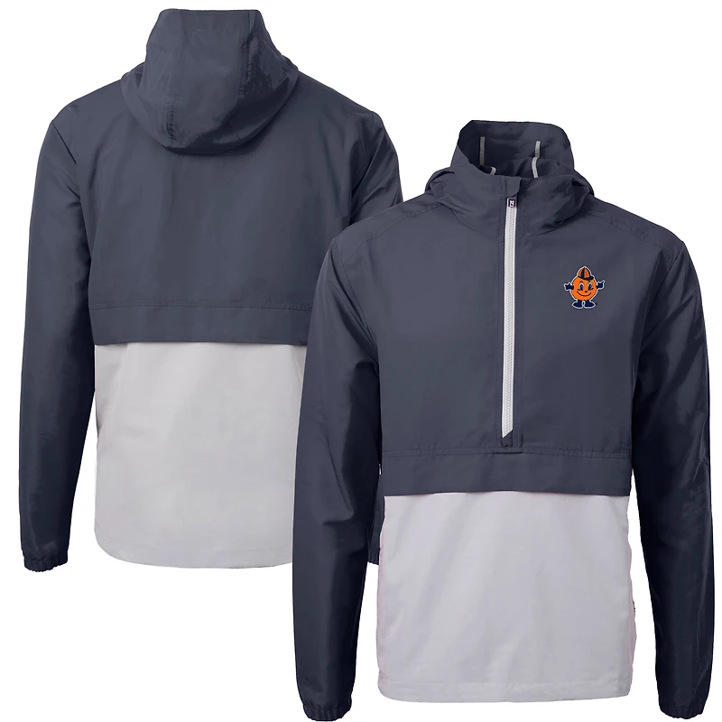Veste anorak demi-zip Cutter & Buck pour homme, bleu marine, orange Syracuse, Vault Charter Eco Recycled