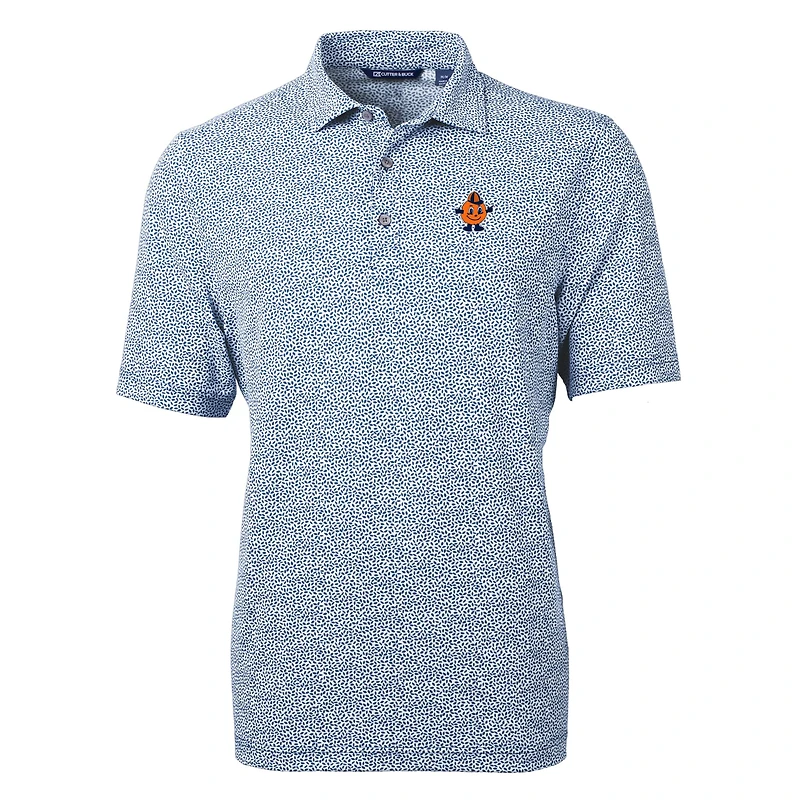 Polo Cutter & Buck pour homme, bleu marine, orange Syracuse, Vault DryTec Virtue Eco Pique à imprimé botanique recyclé